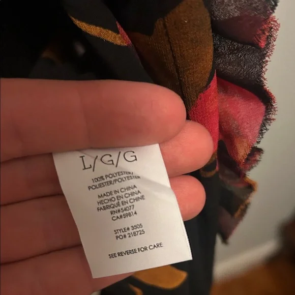 CAbi Floral Blouse in Black with Red and Orange Accents B - Picture 5 of 5